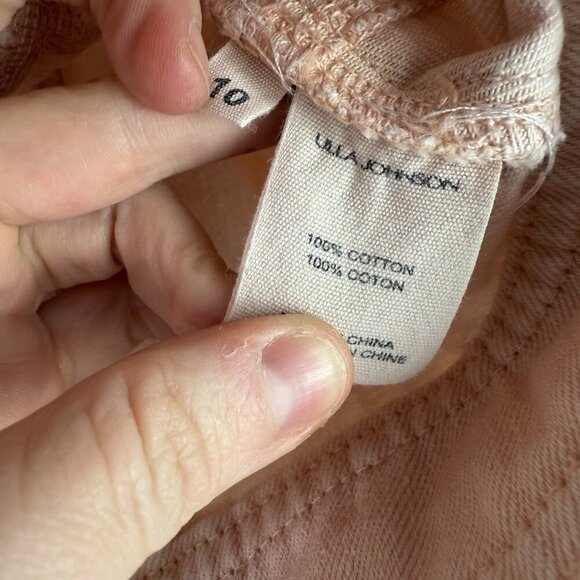 Ulla Johnson Renee Puff Sleeve Crop Top Pink Linen Blend Blouse Women’s Size 10 - Picture 10 of 12